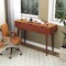 48 Inch Walnut Writing Computer Desk with 3 Drawers and Solid Wood Legs
